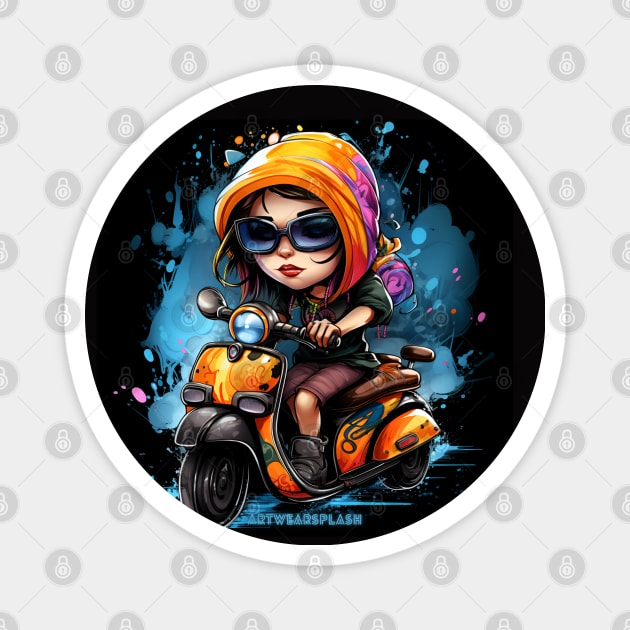 Lady Biker Magnet by ArtWearSplash